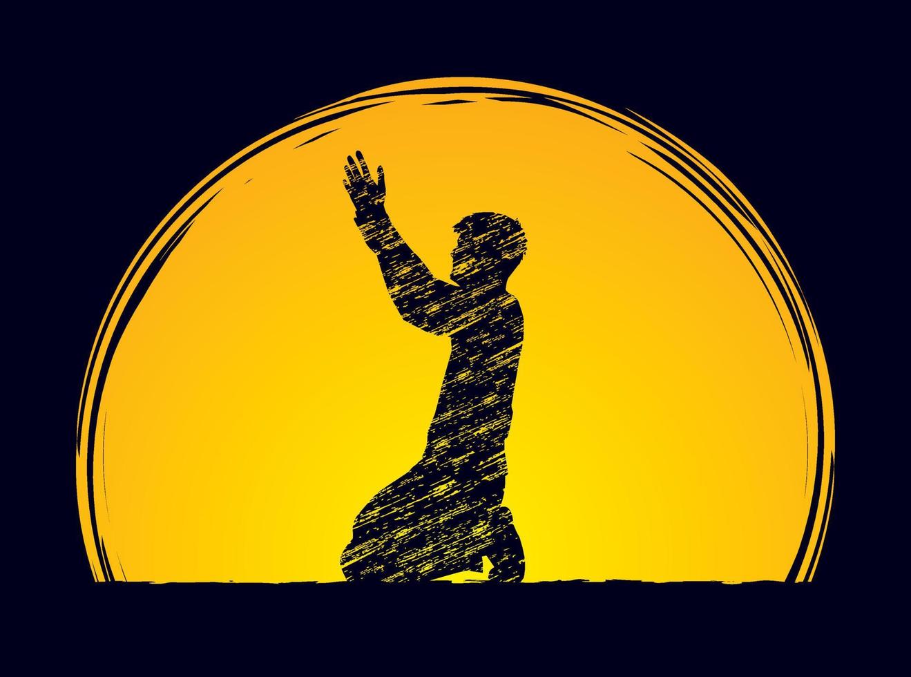 Silhouette Man Prayer Bow Down 4605342 Vector Art at Vecteezy