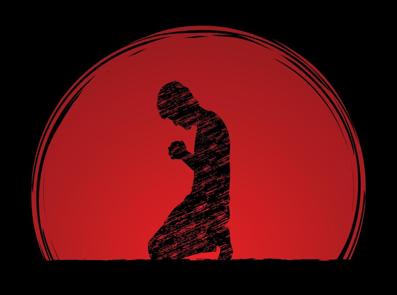 Silhouette Man Prayer vector