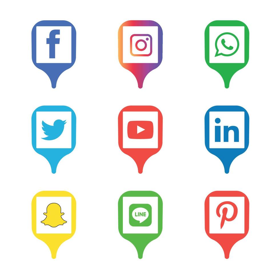 tecnología de iconos planos de redes sociales, red. venta de cara sonriente de grupo de fondo. compartir, me gusta, ilustración vectorial twitter, youtube, whatsapp, snapchat, facebook, instagram, tiktok, tok vector