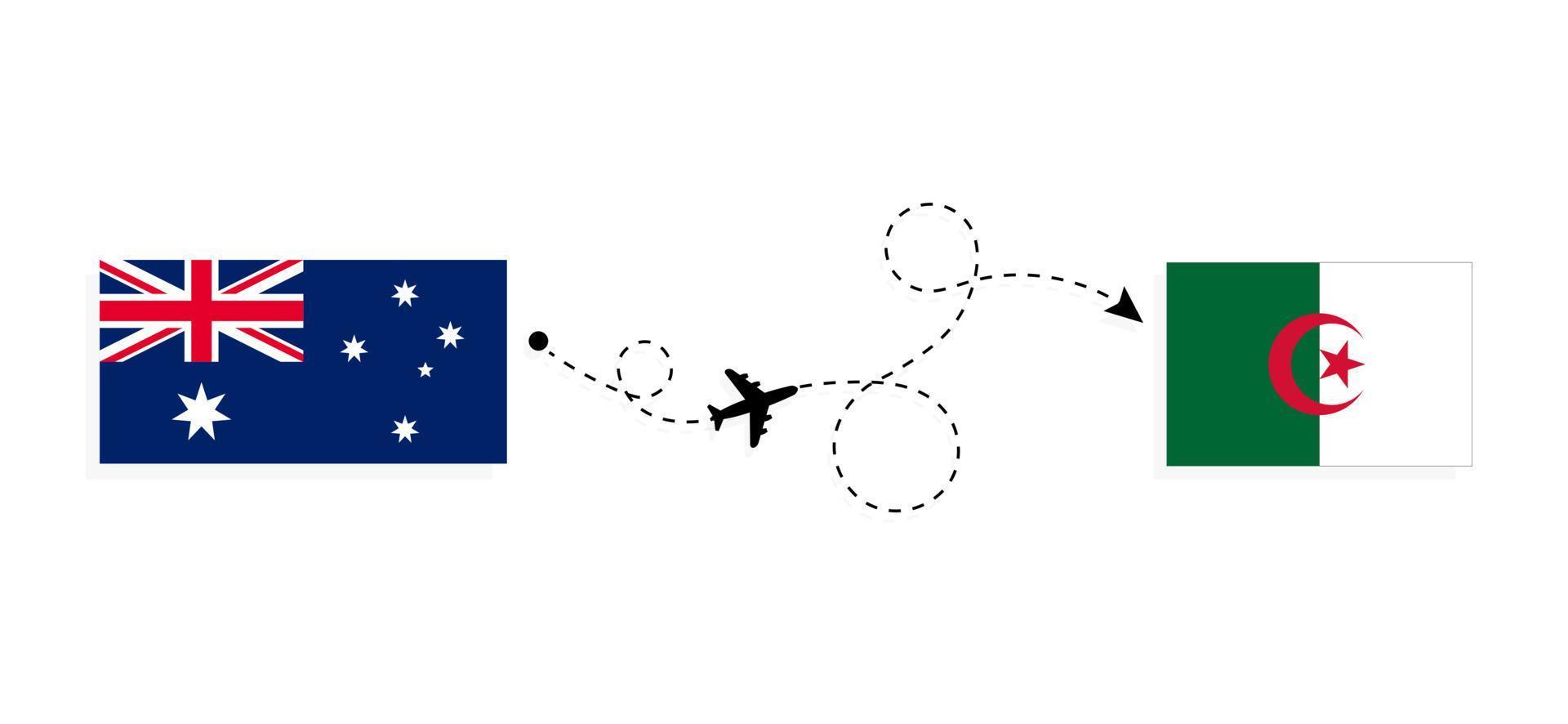 Flight and travel from Australia to Algeria by passenger airplane Travel concept vector