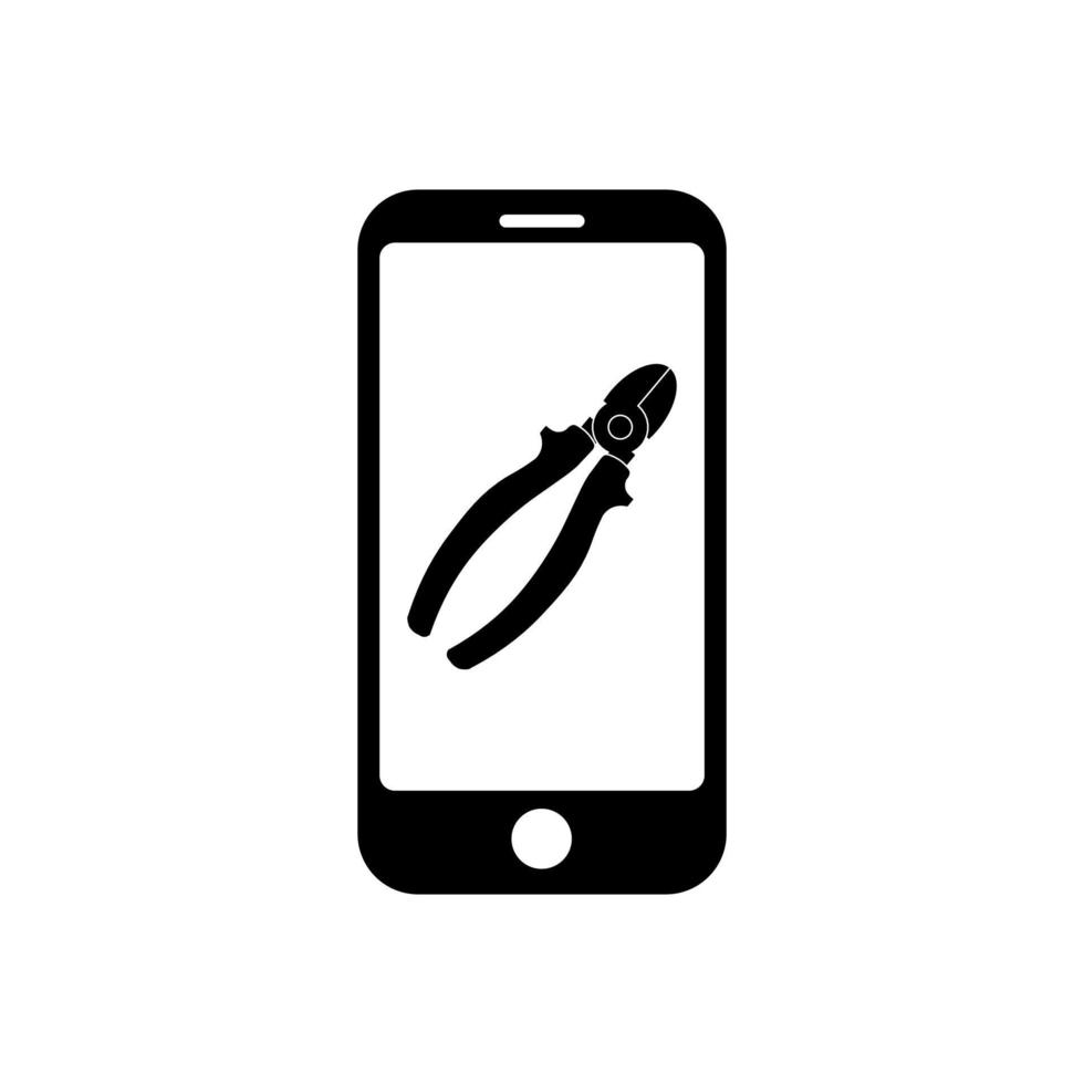 Phone with electric pliers icon symbol for app and web vector