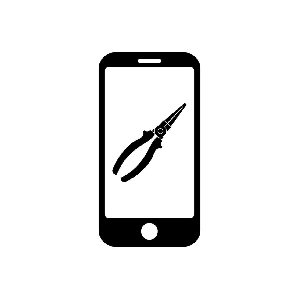 Phone with electric pliers icon symbol for app and web vector