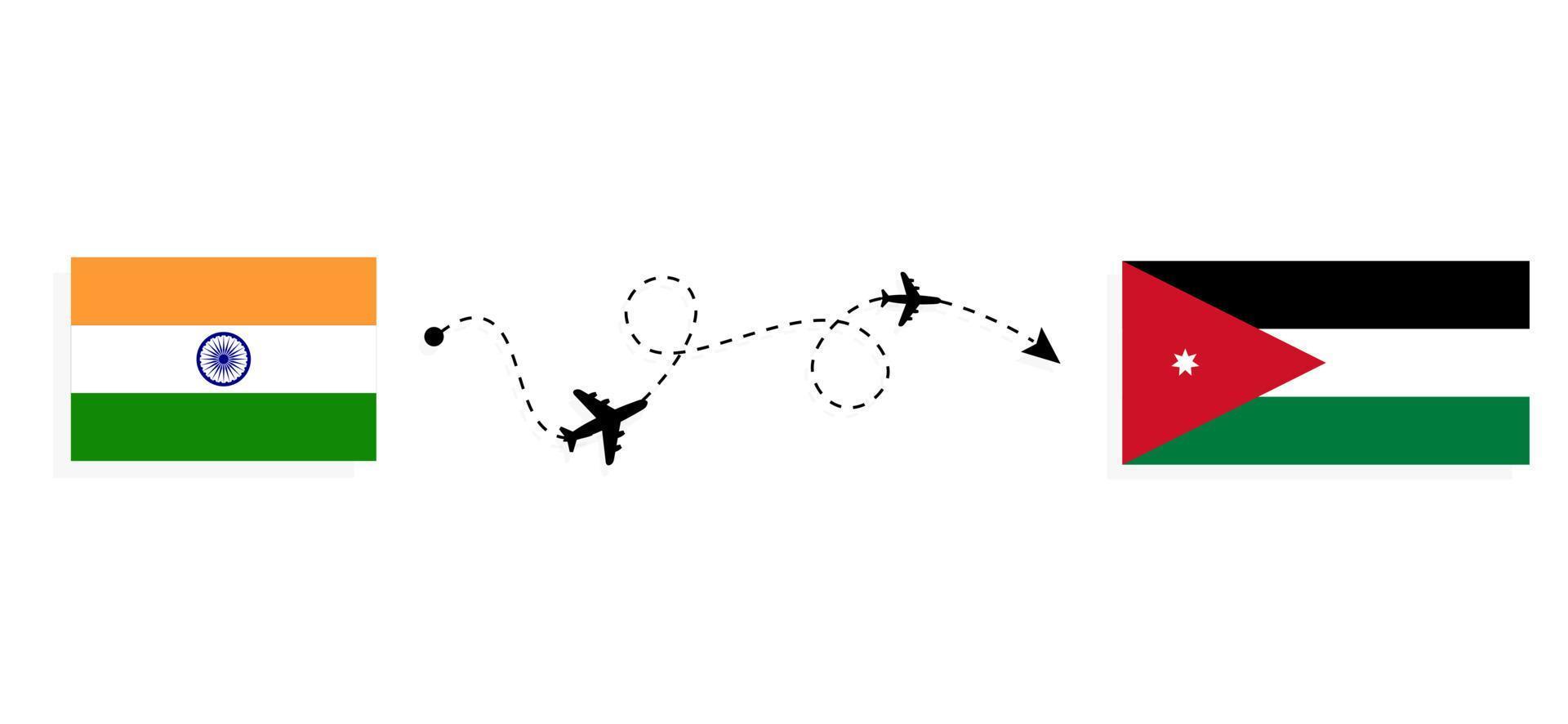 Flight and travel from India to Jordan by passenger airplane Travel concept vector