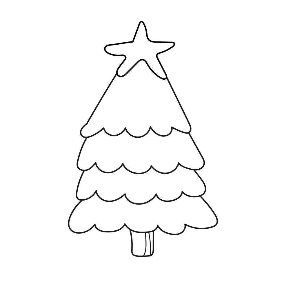 simple página para colorear. árbol de año nuevo para colorear, el libro para colorear para niños vector