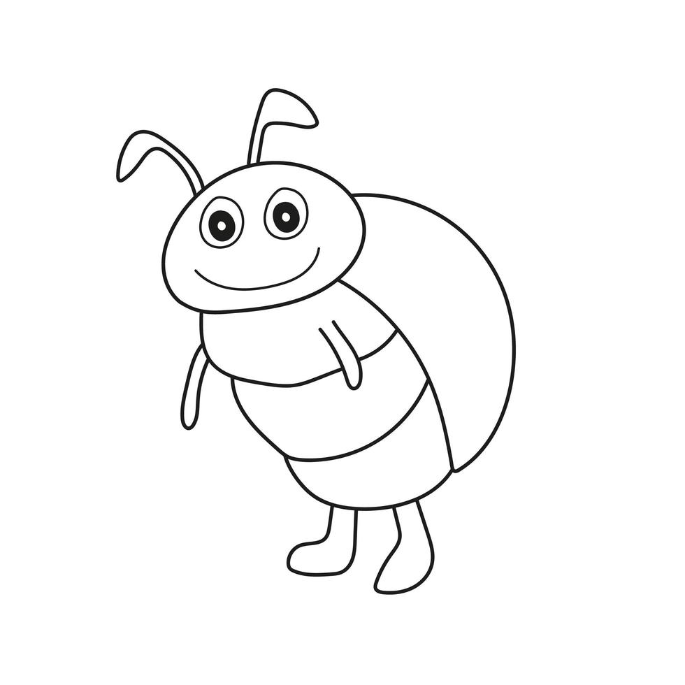 Simple coloring page. Outlined beetle. Vector line art illustration