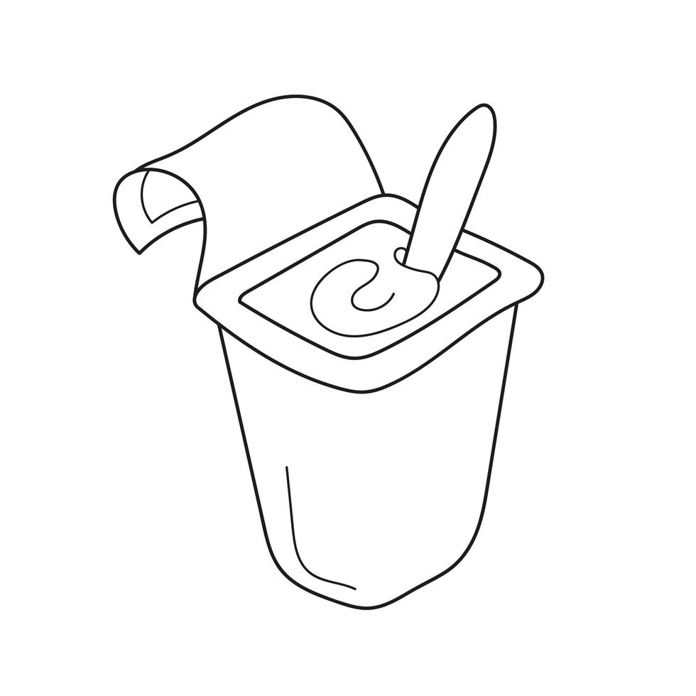 simple página para colorear. divertido yogur para colorear, el libro de colorear para niños vector