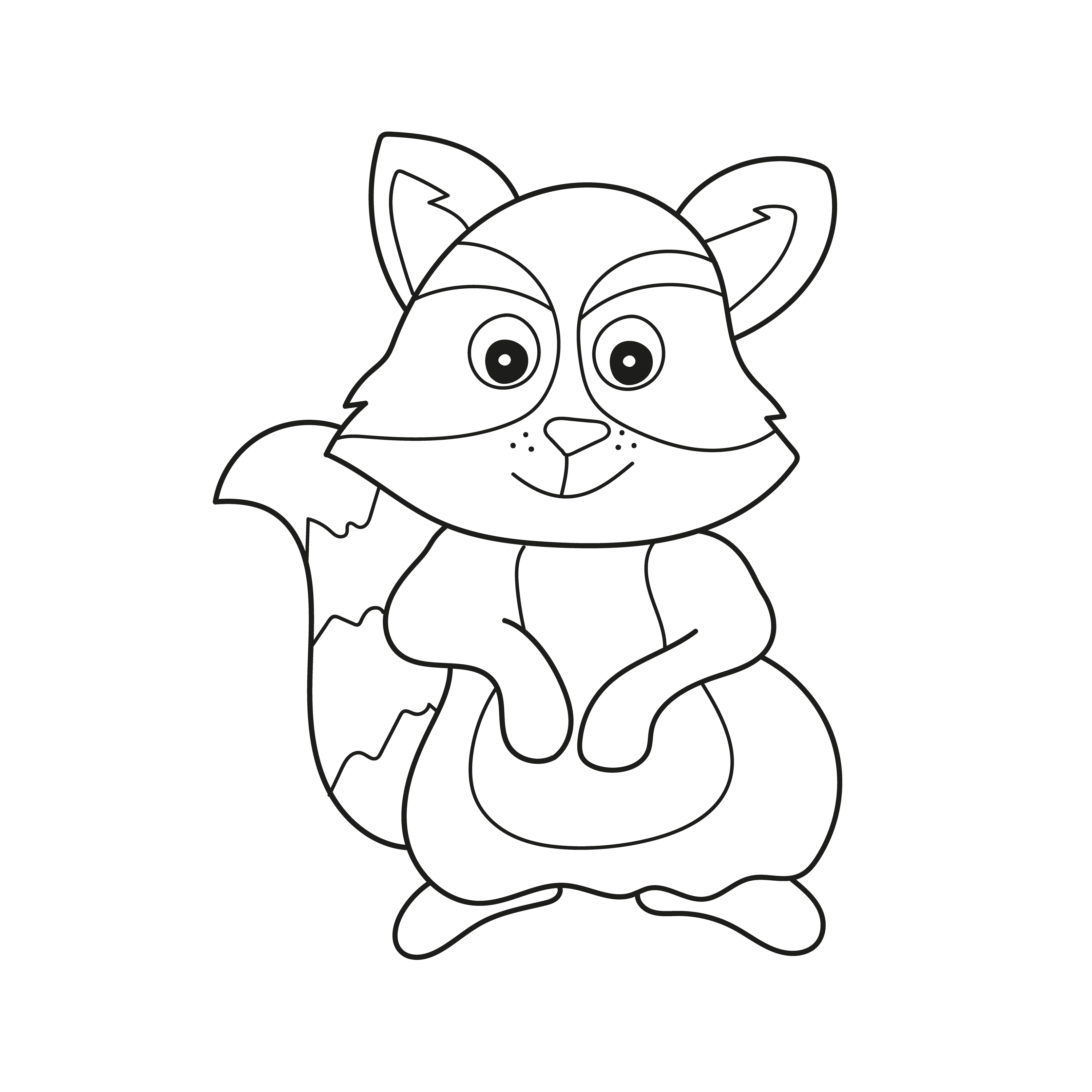 Simple coloring page. Forest animal raccoon doodle cartoon simple  illustration 4605827 Vector Art at Vecteezy