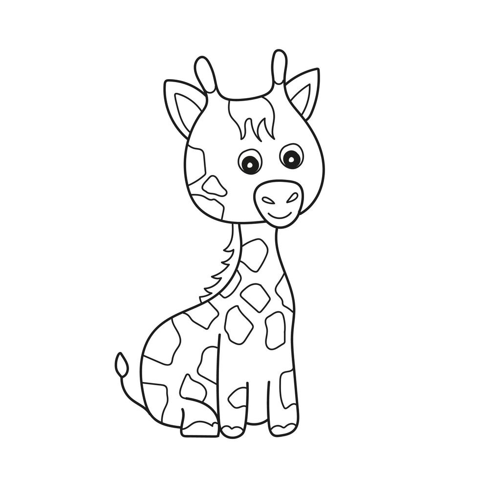 Simple coloring page. Outline clip art to color - giraffe vector