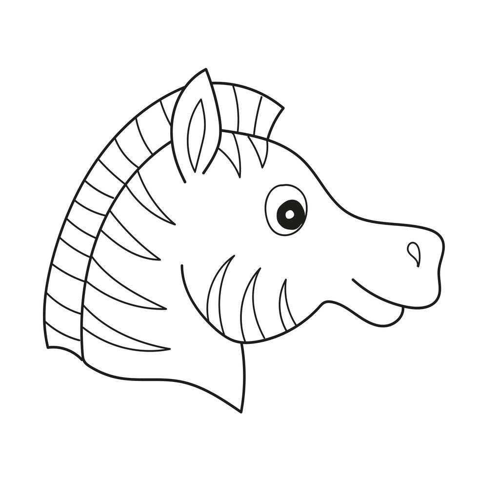 Simple coloring page. Coloring book for kids - zebra layout for game vector