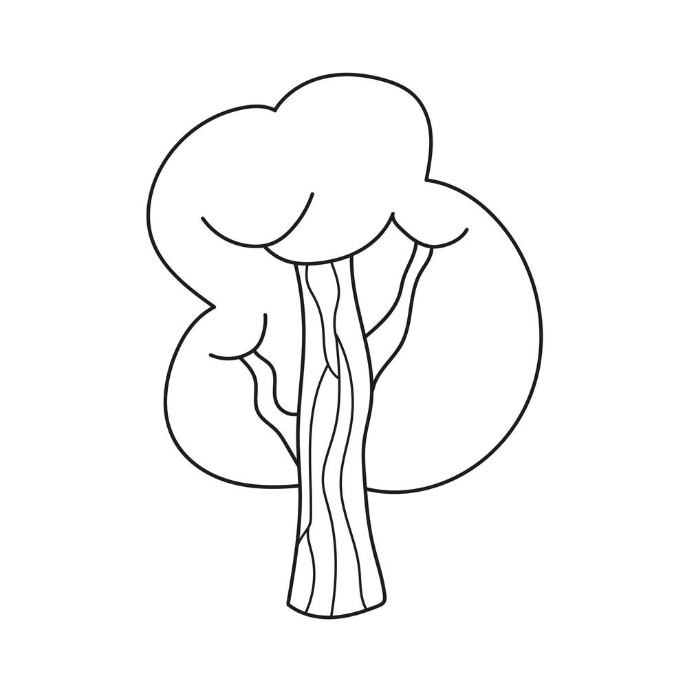 Simple coloring page. Summer Tree to be colored. Coloring book for kids vector