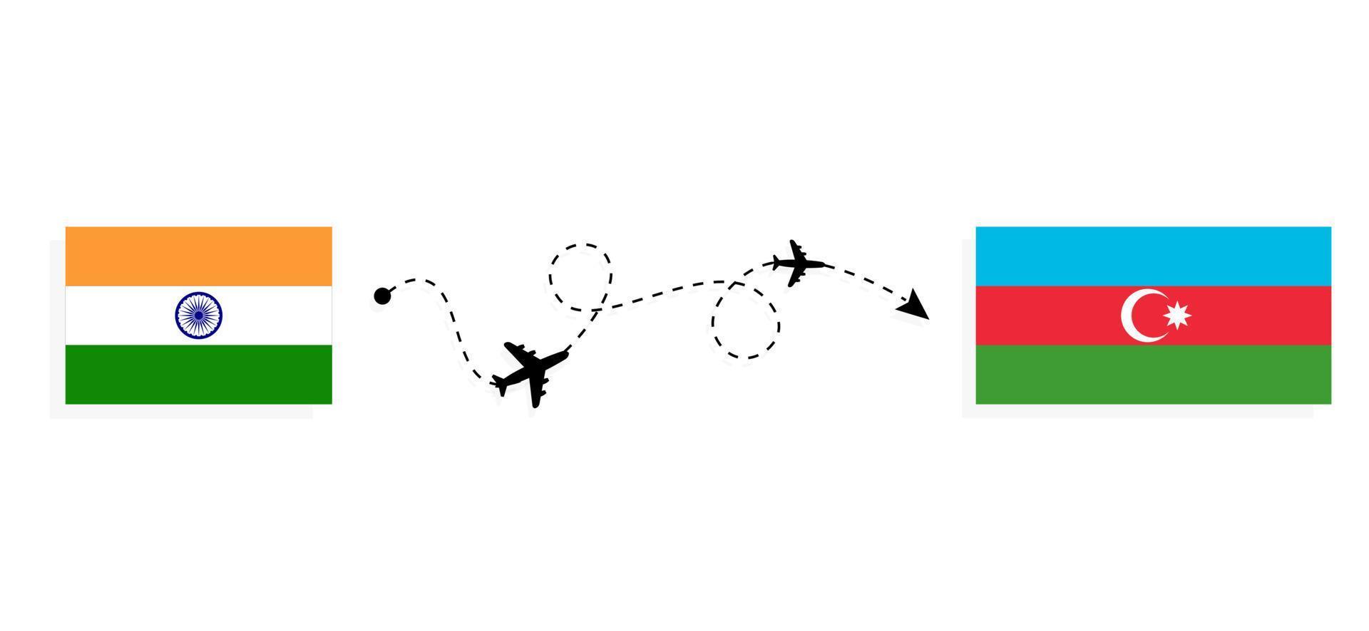 vuelo y viaje desde la india a azerbaiyán en avión de pasajeros concepto de viaje vector