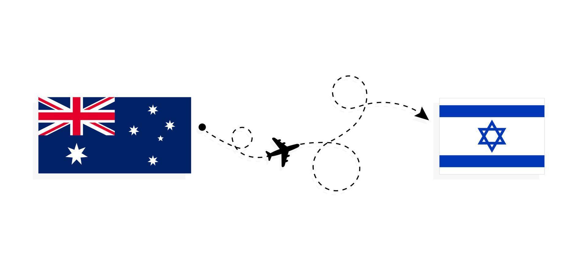 Flight and travel from Australia to Israel by passenger airplane Travel concept vector