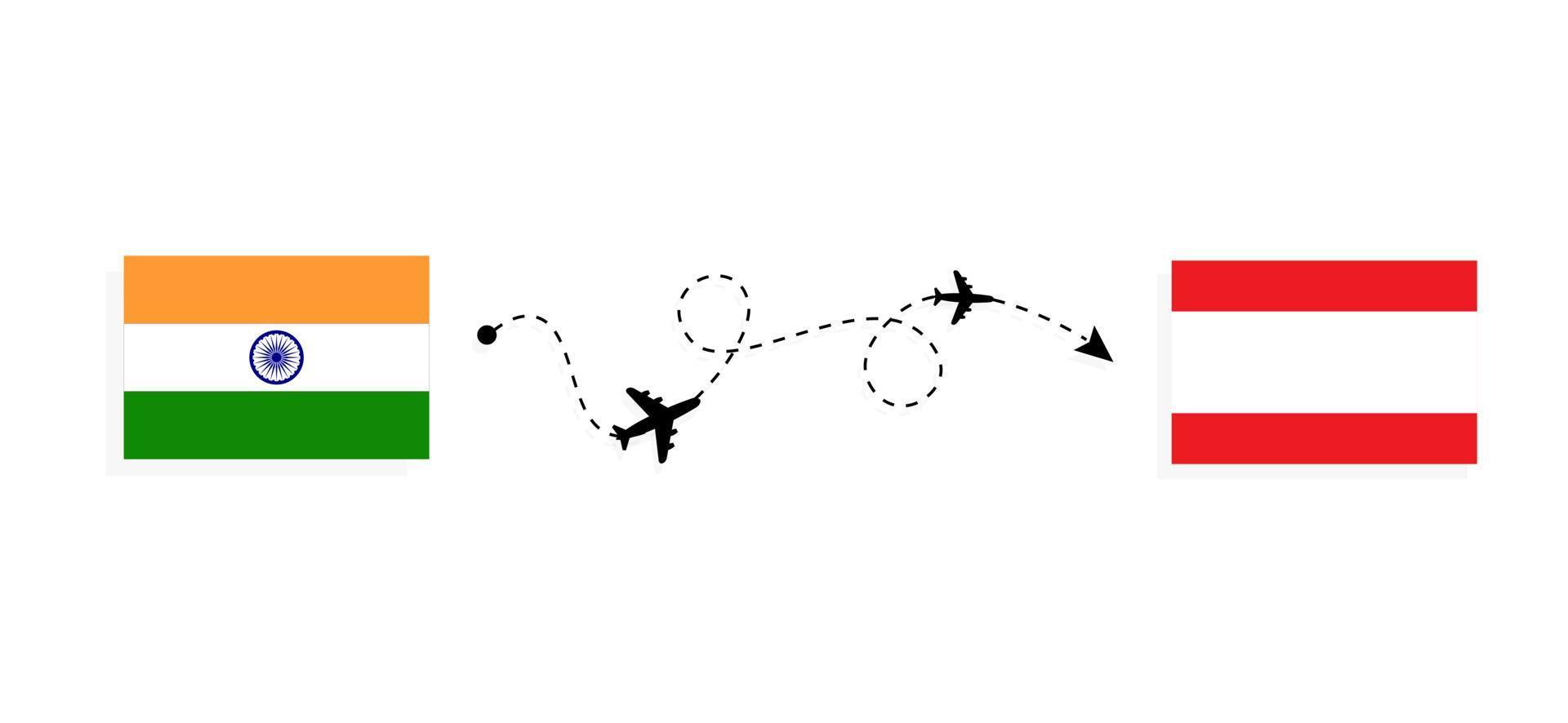 Flight and travel from India to Lebanon by passenger airplane Travel concept vector