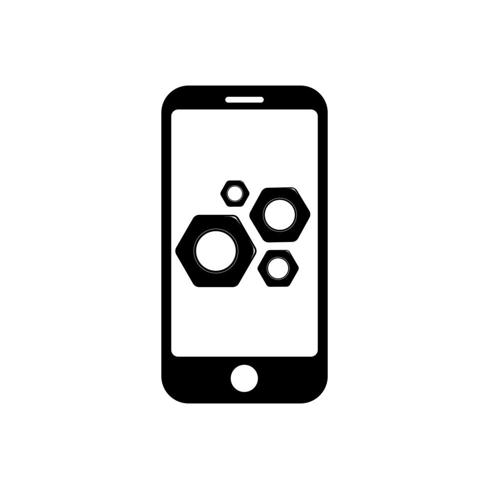 Phone with nut tool icon symbol for app and web vector