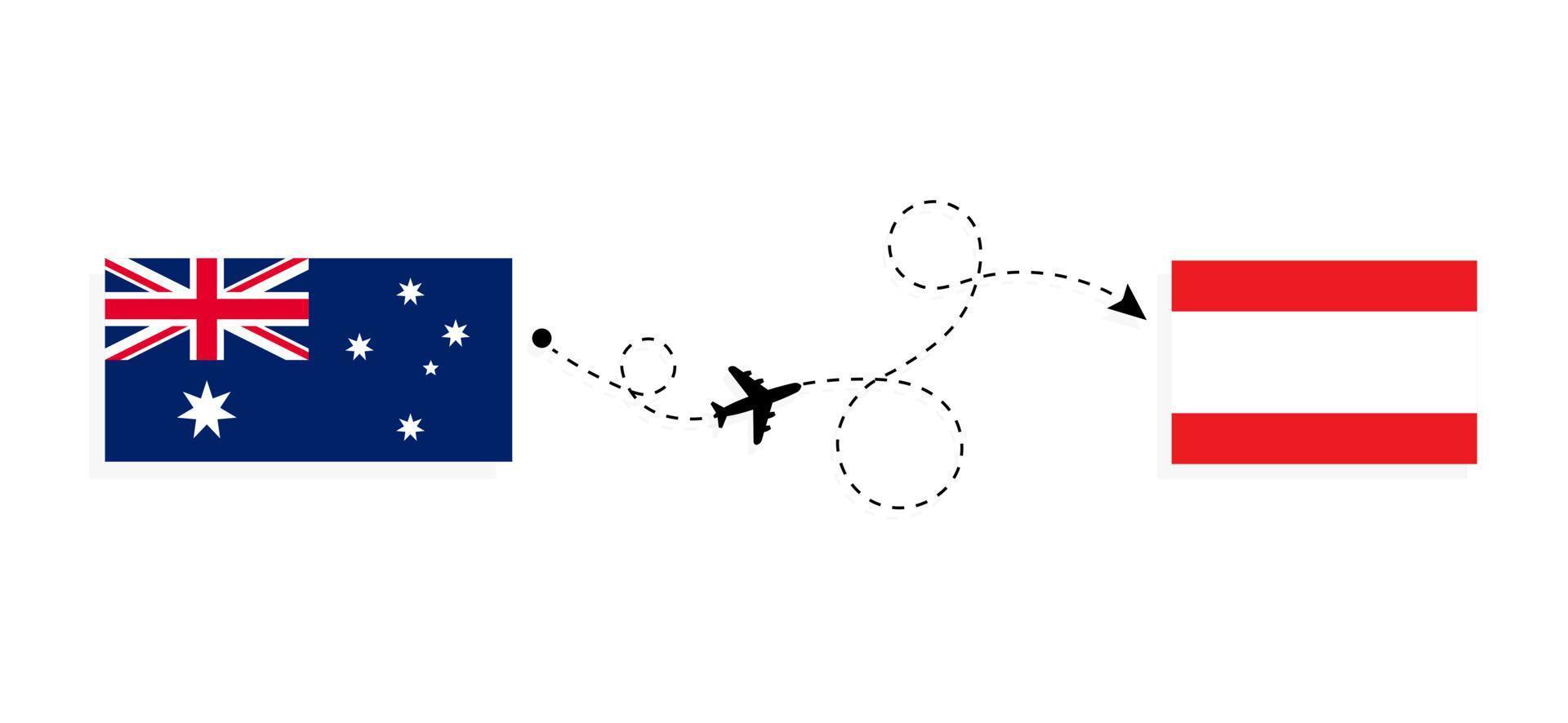Flight and travel from Australia to Lebanon by passenger airplane Travel concept vector