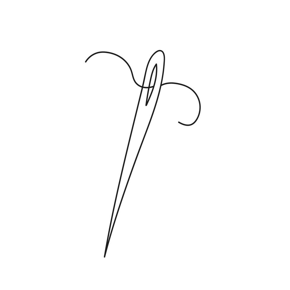 Simple coloring page. Needle. Vector illustration in hand drawn style