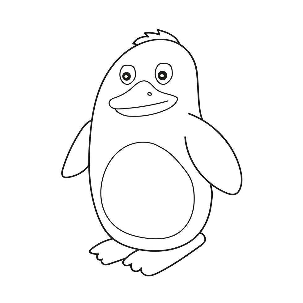 simple página para colorear. Ilustración vectorial de dibujos animados de pingüinos - libro para colorear vector