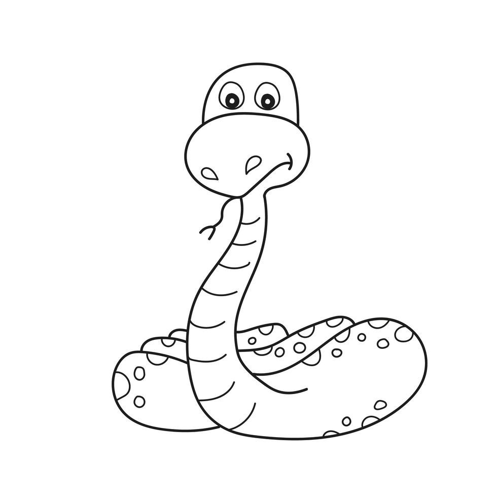 Simple coloring page. Snake to be colored, the coloring book vector