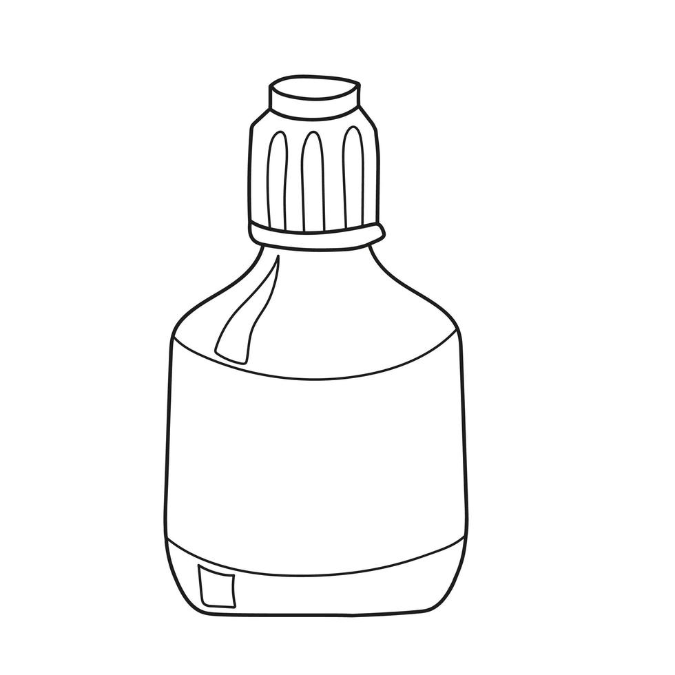 Simple coloring page. A bottle or vial. Vector illustration.