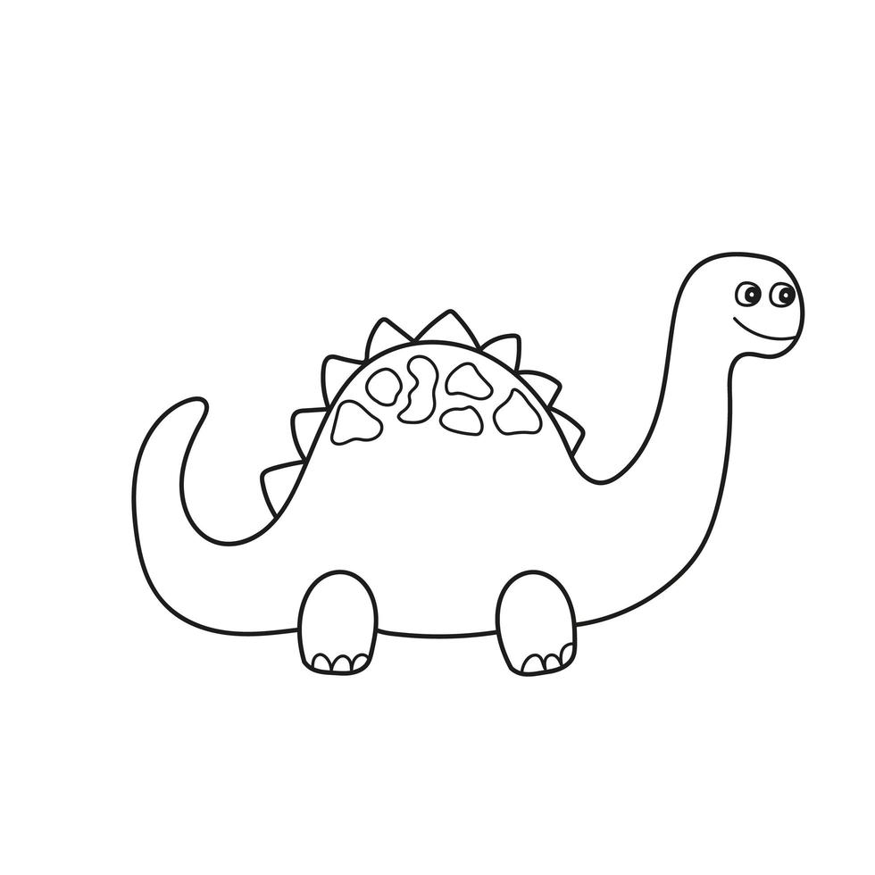 simple página para colorear. Dino divertido, juego educativo para niños en edad preescolar. vector