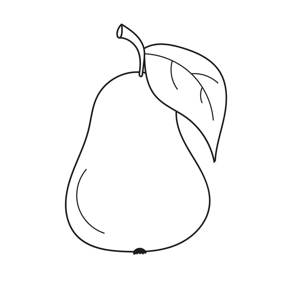 Simple coloring page. Funny pear to be colored. Coloring book to educate kids vector