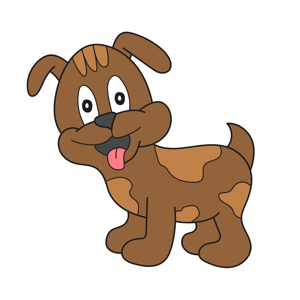 icono de dibujos animados simple. lindo perrito juguetón marrón. ilustración en blanco vector