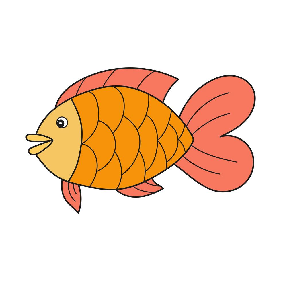 Simple cartoon icon. Vector icon of cute smiling cartoon fish