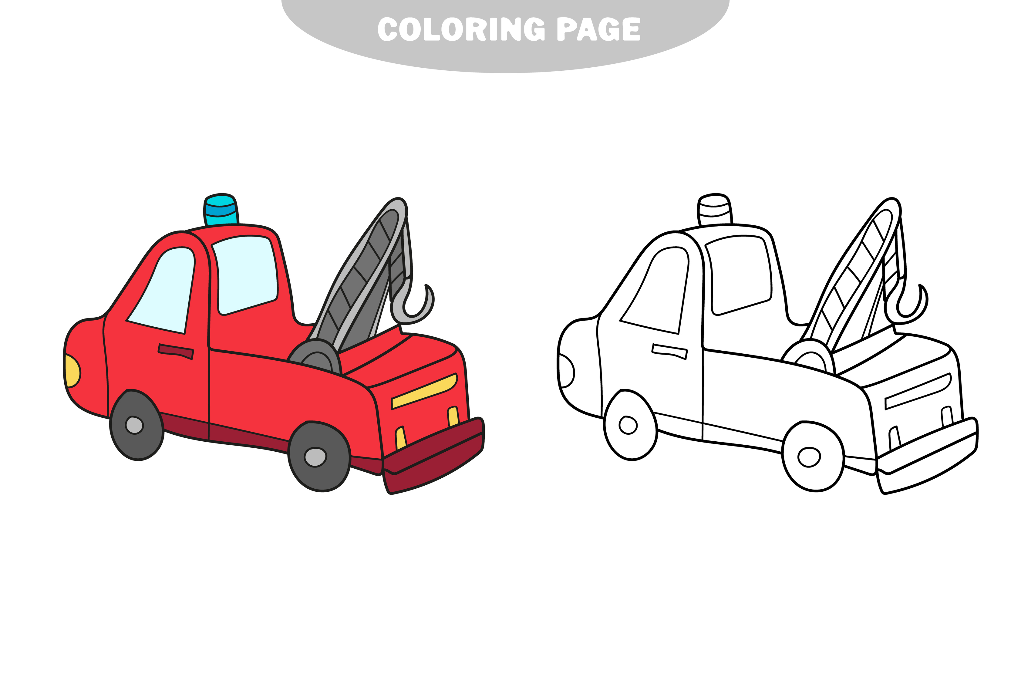 Simple coloring page. Cartoon tow truck evacuator. Coloring book design for  kids 4606162 Vector Art at Vecteezy