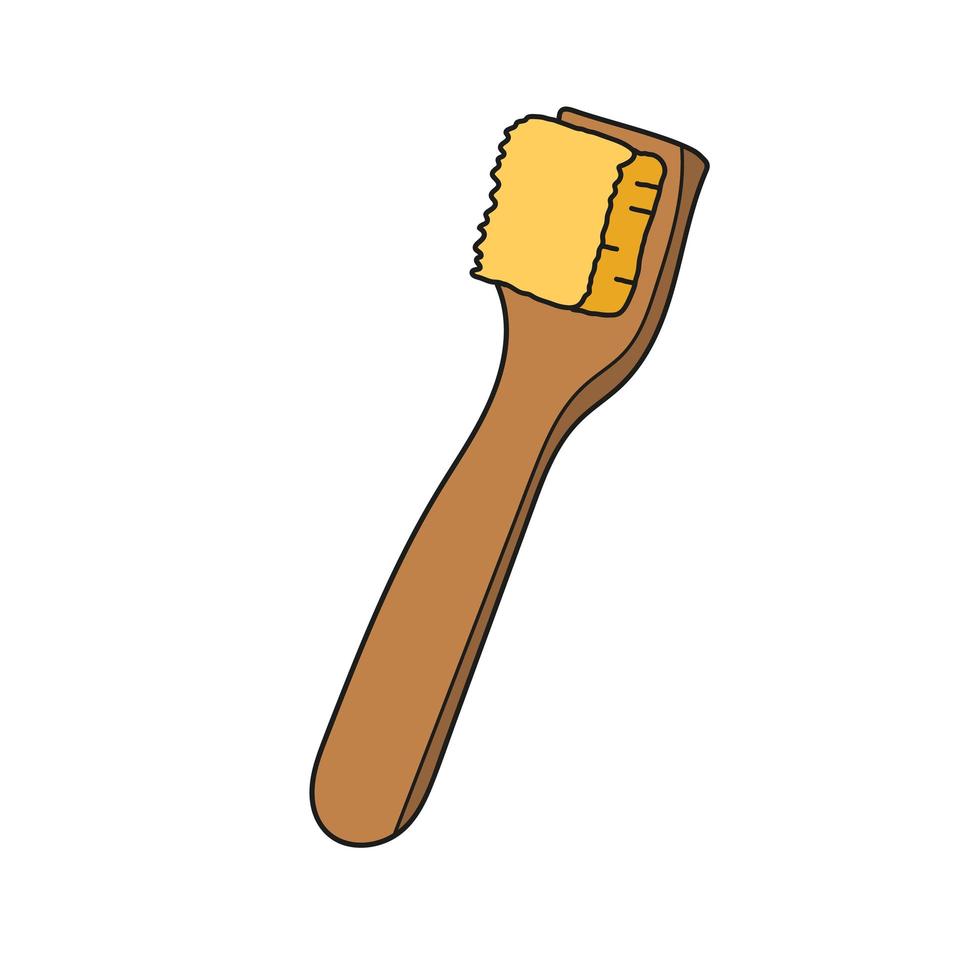 Simple cartoon icon. Hand drawn wooden brush. vector