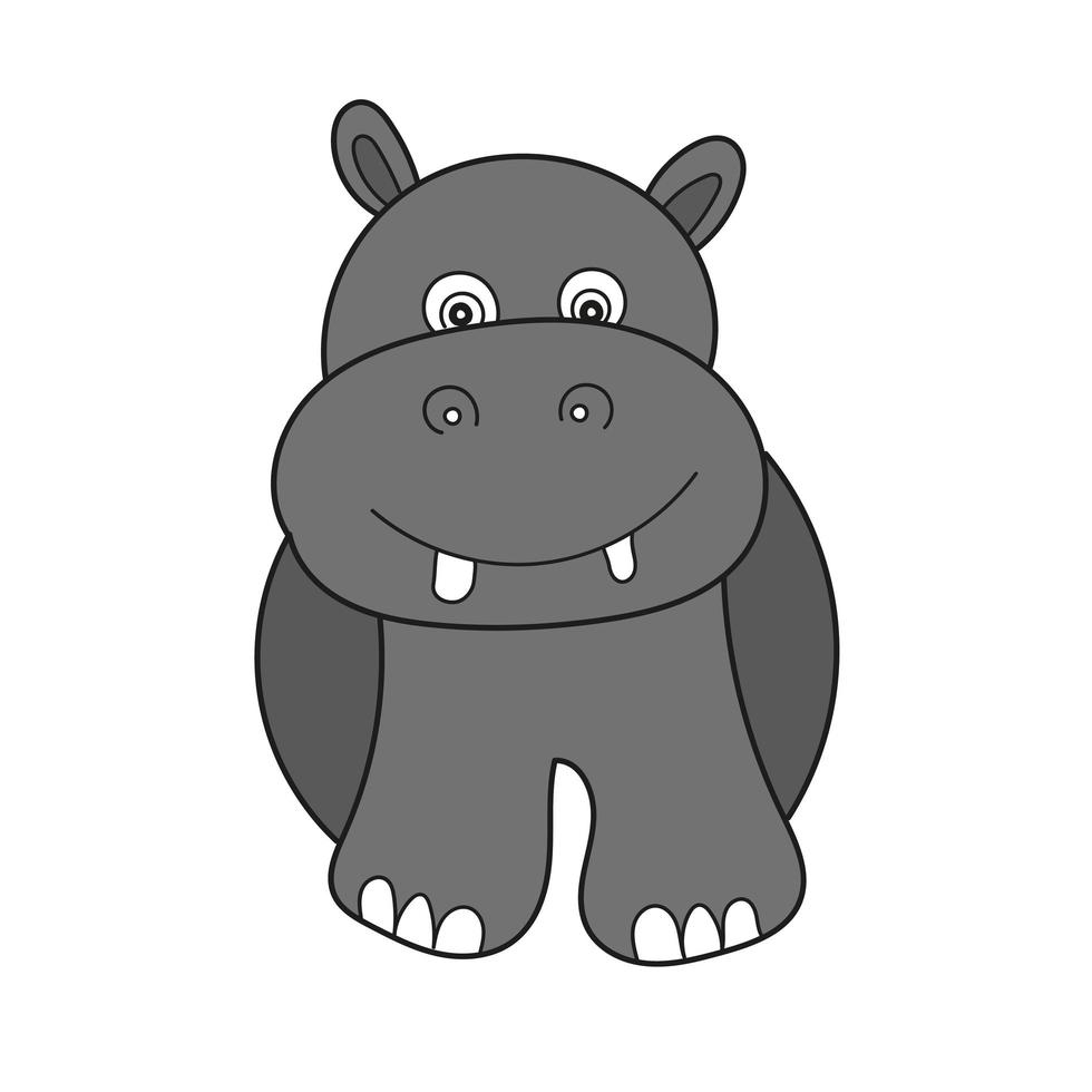 Simple cartoon icon. Funny hippopotamus vector