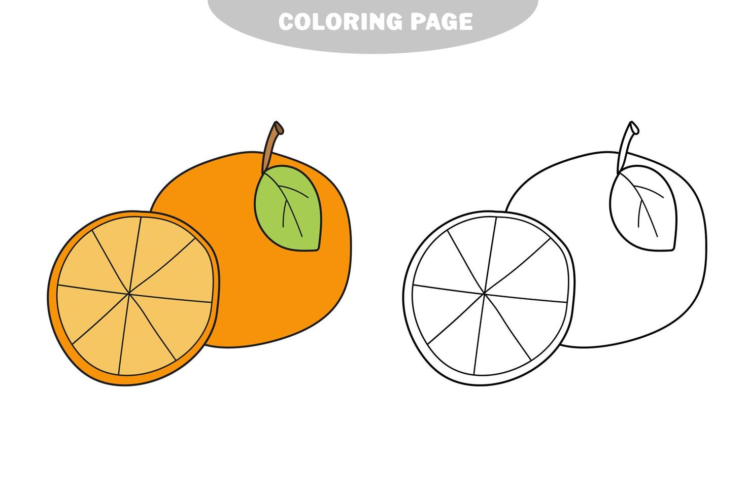 Simple coloring page. Cartoon orange coloring book. Vector ...