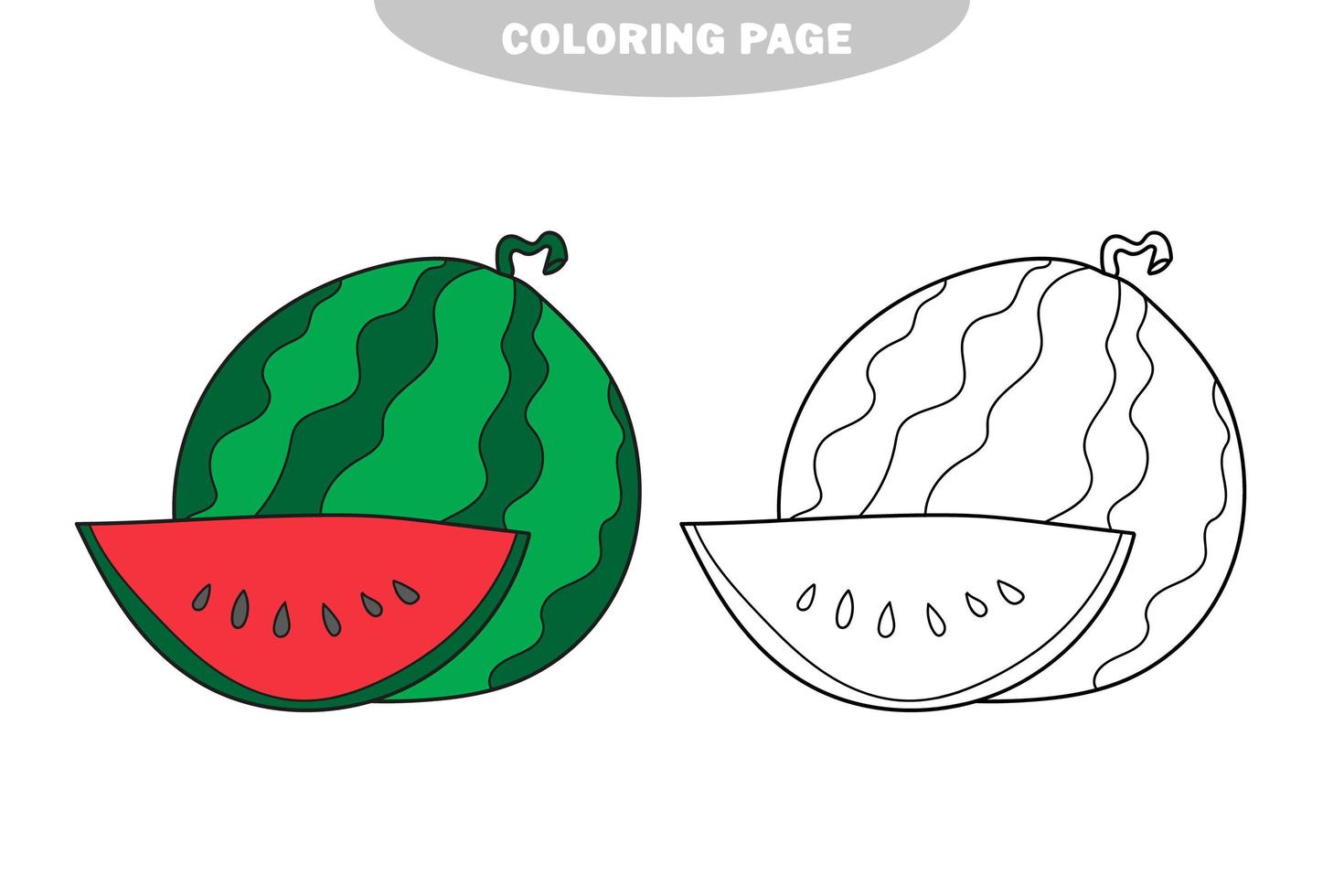 Simple coloring page. Isolated black and white watermelon for coloring book vector