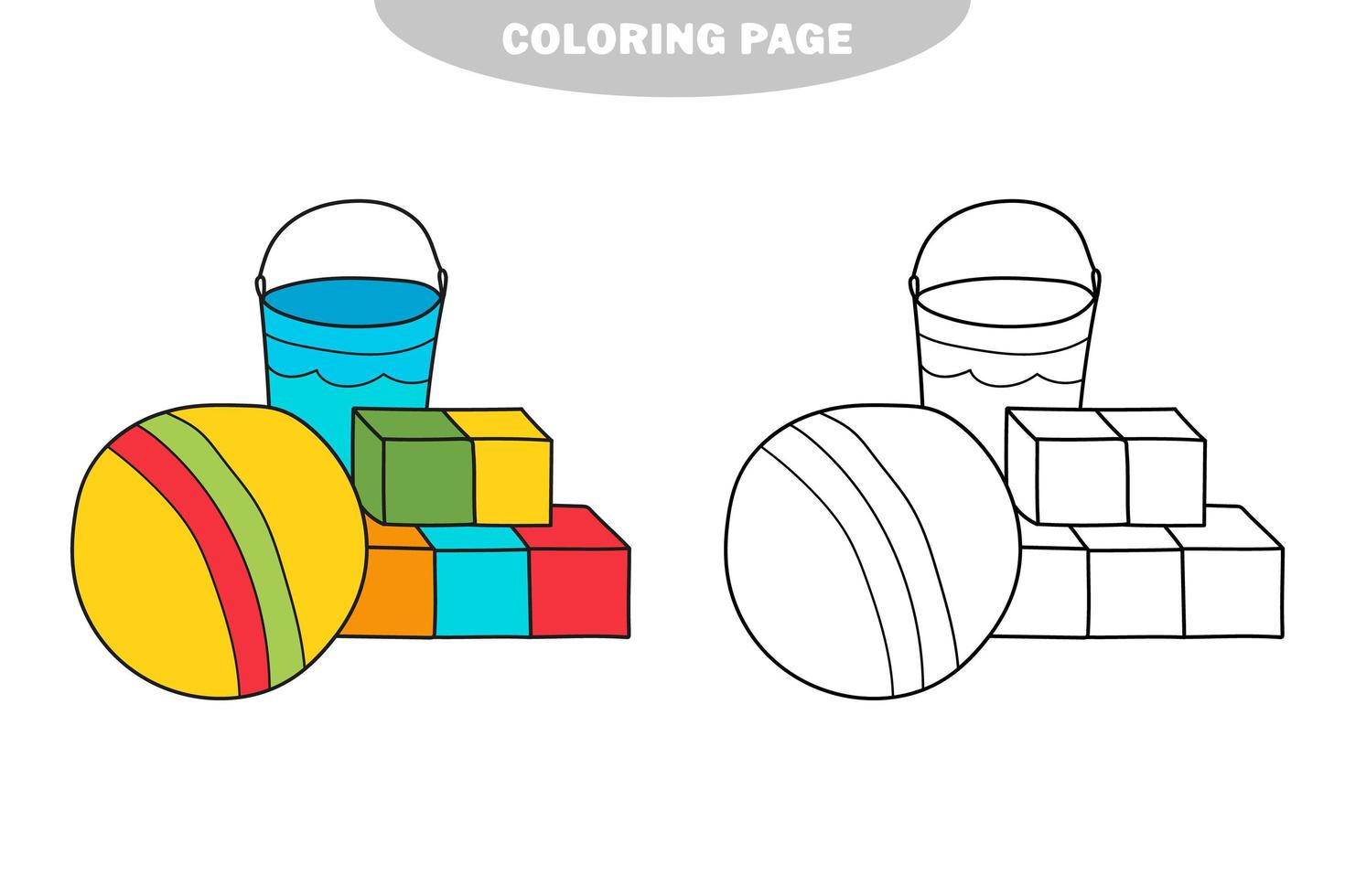 simple página para colorear. juguetes de los niños. contorno blanco y negro para colorear vector