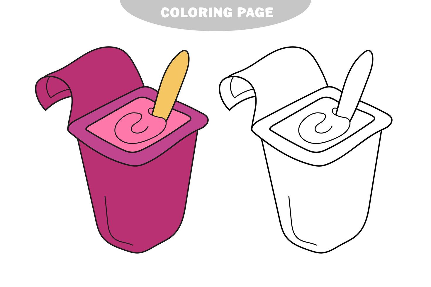 simple página para colorear. divertido yogur para colorear, el libro de colorear para niños vector
