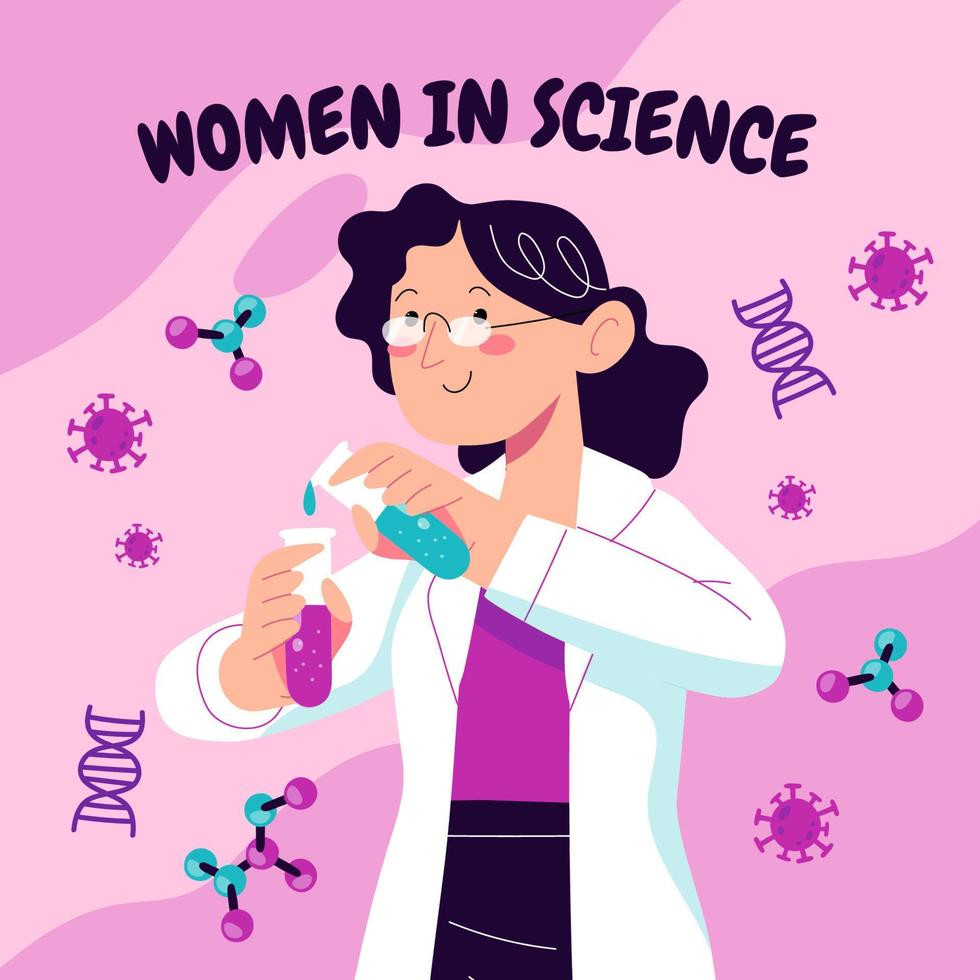 Woman in Science Concept vector