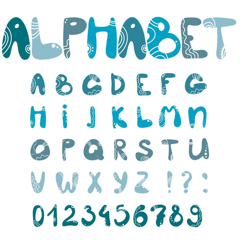 simple cute alphabet font. Uppercase doodle Letters, abc vector