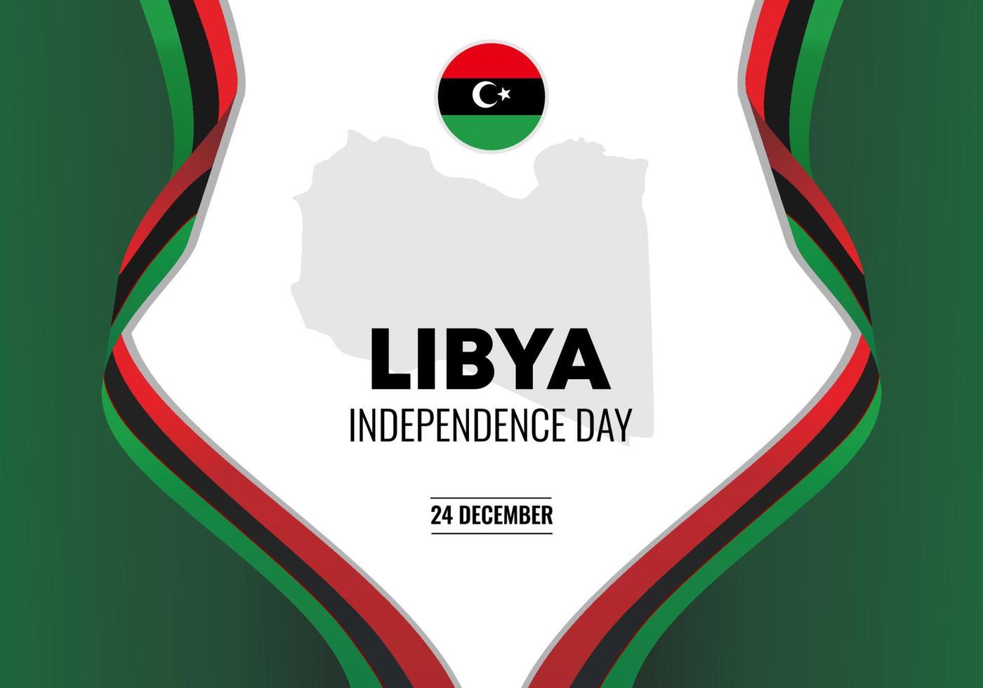 Cartel de banner de fondo del día de la independencia de Libia para la celebración del 24 de diciembre. vector