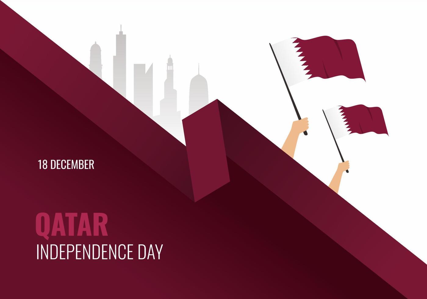 cartel de banner de fondo del día de la independencia de qatar para la celebración del 18 de noviembre. vector