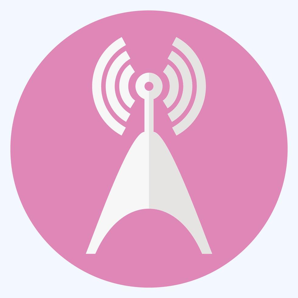 icono de la torre de telecomunicaciones: estilo plano, ilustración simple, trazo editable vector