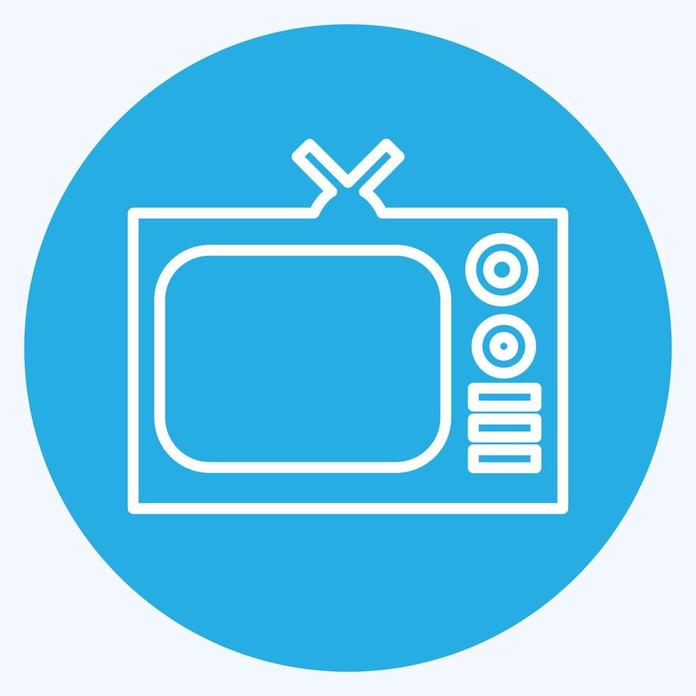 icon tv - estilo de ojos azules, ilustración simple, trazo editable vector