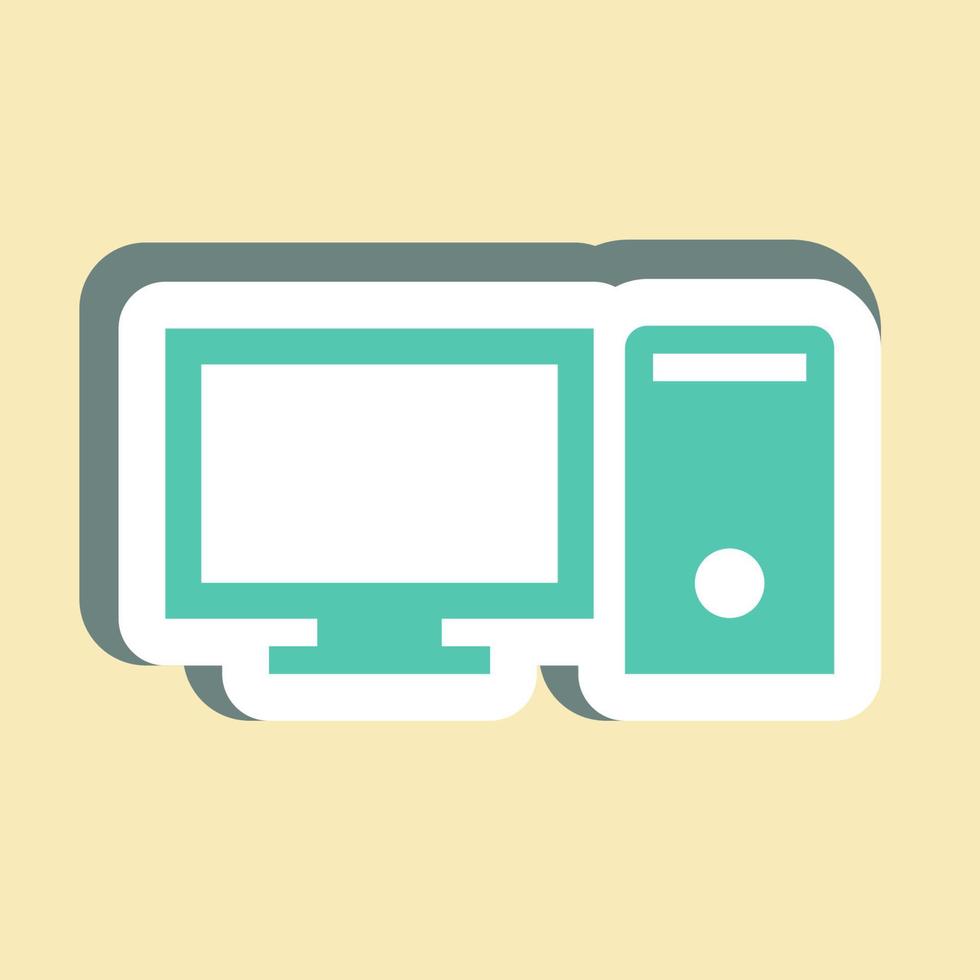 Sticker Computer,Simple illustration,Editable stroke vector