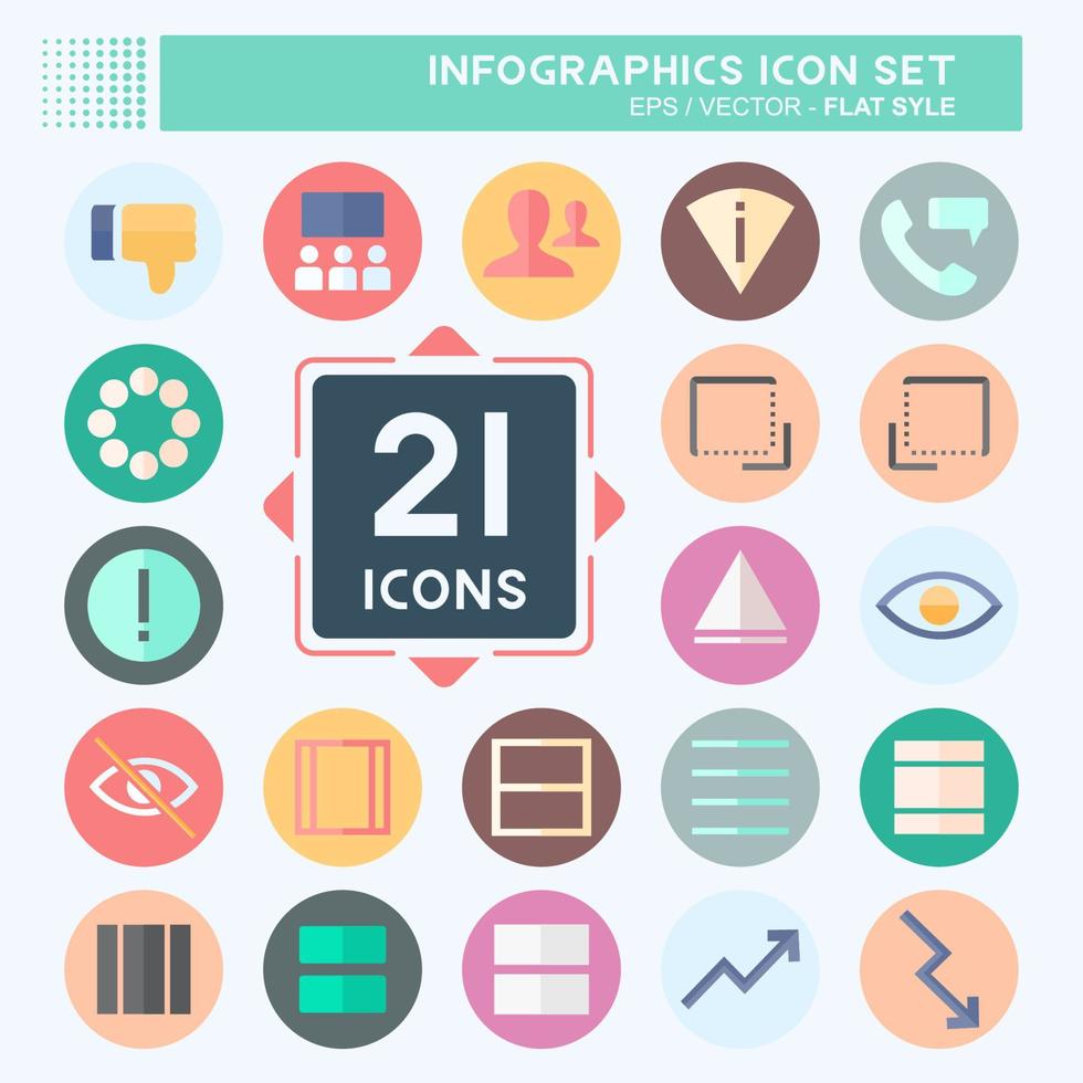 Icon Set Infographics - Flat Style - Simple illustration,Editable stroke vector