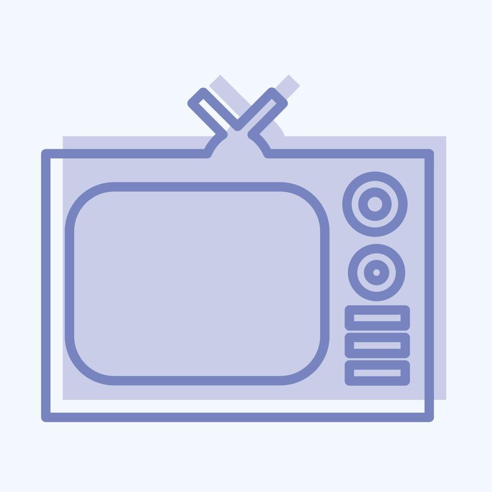 icon tv - estilo de dos tonos, ilustración simple, trazo editable vector