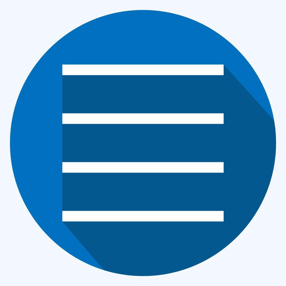 Icon View Headline - Long Shadow Style - Simple illustration,Editable stroke vector