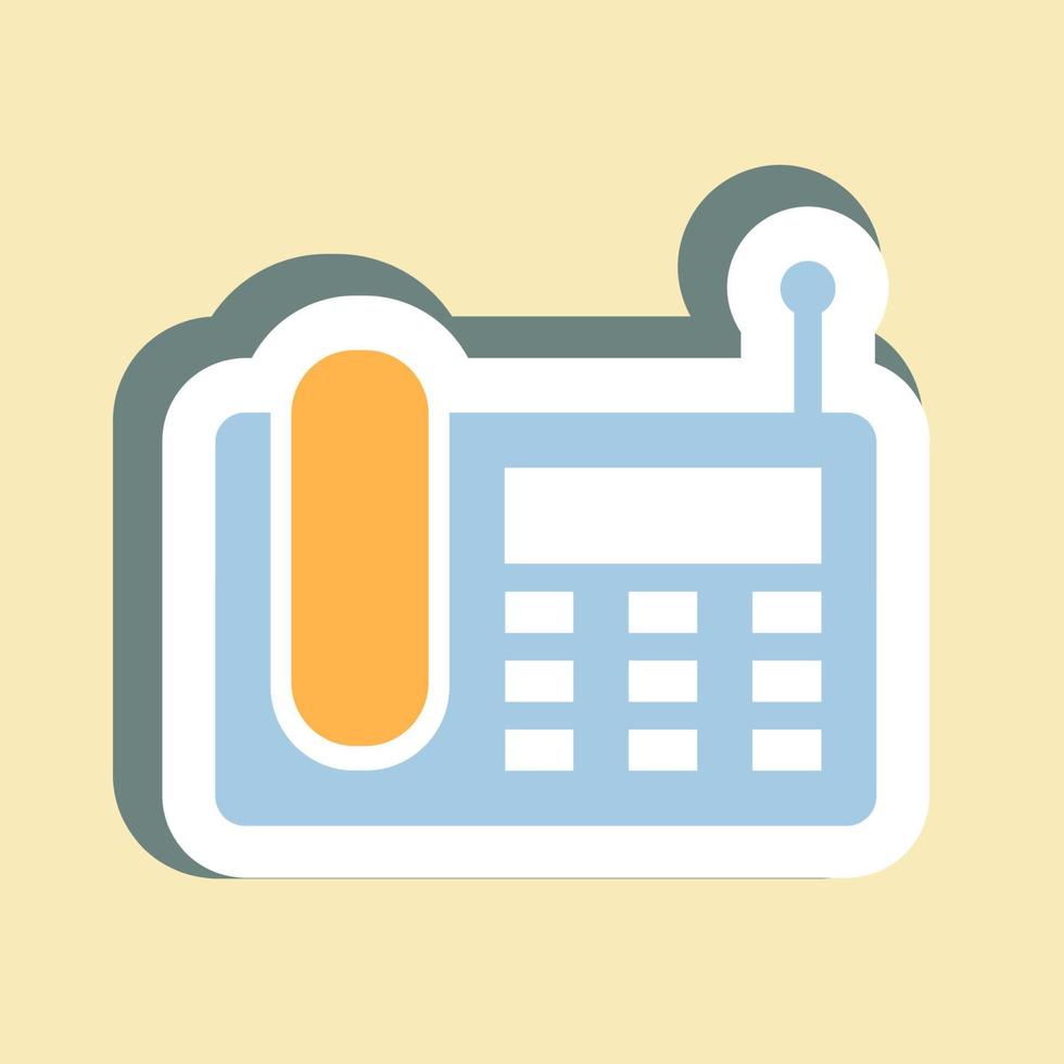 Sticker Wireless Landline Phone,Simple illustration,Editable stroke vector