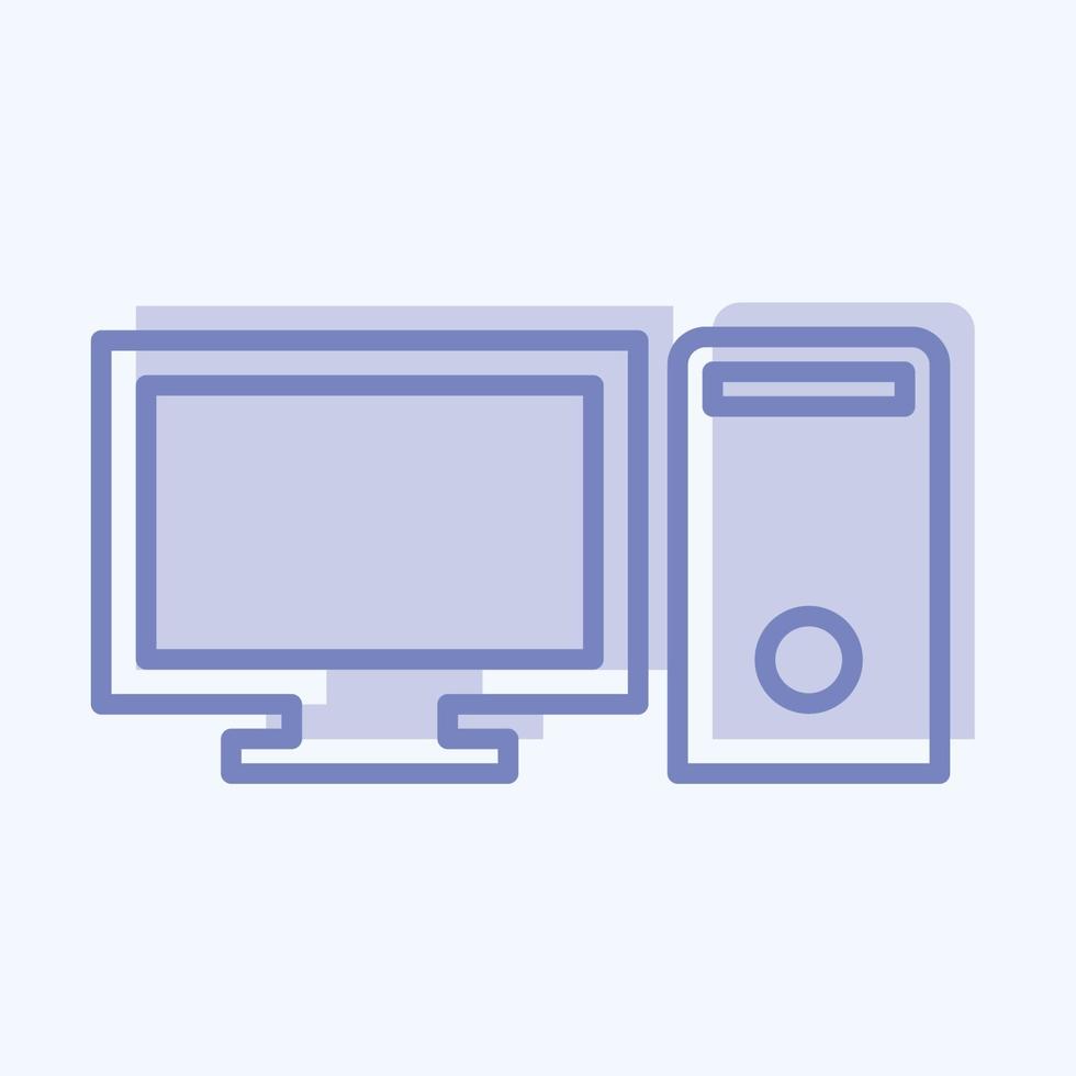 Icon Computer - Two Tone Style,Simple illustration,Editable stroke ...