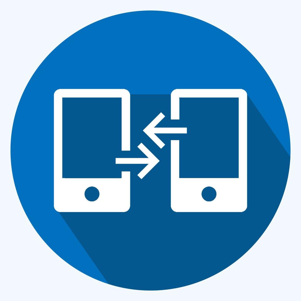 transferencia de archivos de iconos: estilo de sombra larga, ilustración simple, trazo editable vector