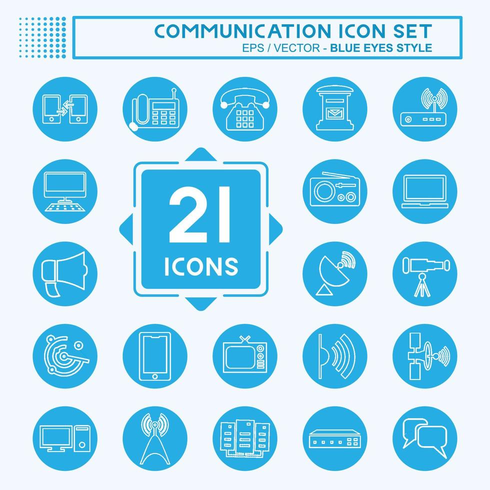 Icon Set Communication - Blue Eyes Style,Simple illustration,Editable stroke vector