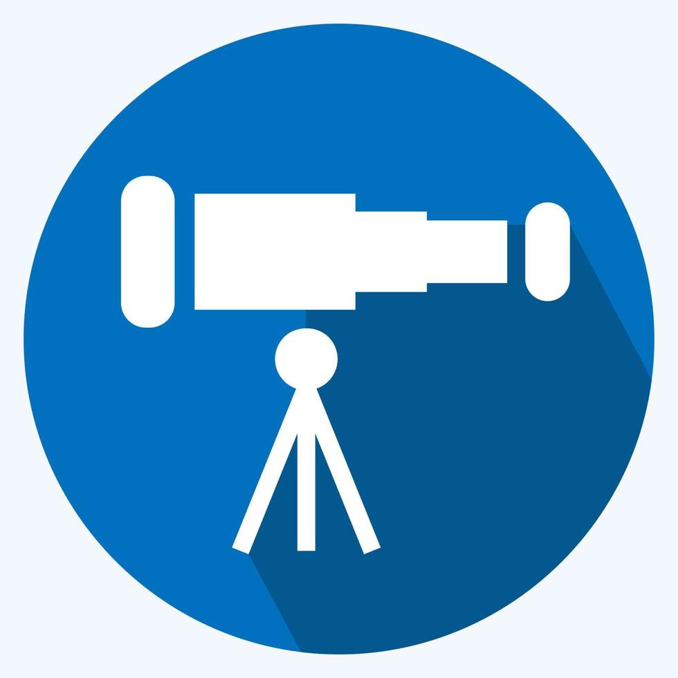 Icon Telescope - Long Shadow Style,Simple illustration,Editable stroke vector