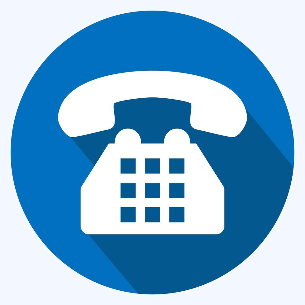 Icon Telephone - Long Shadow Style,Simple illustration,Editable stroke vector